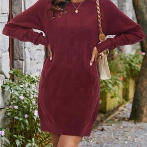 Burgundy Knit Sweater Dress